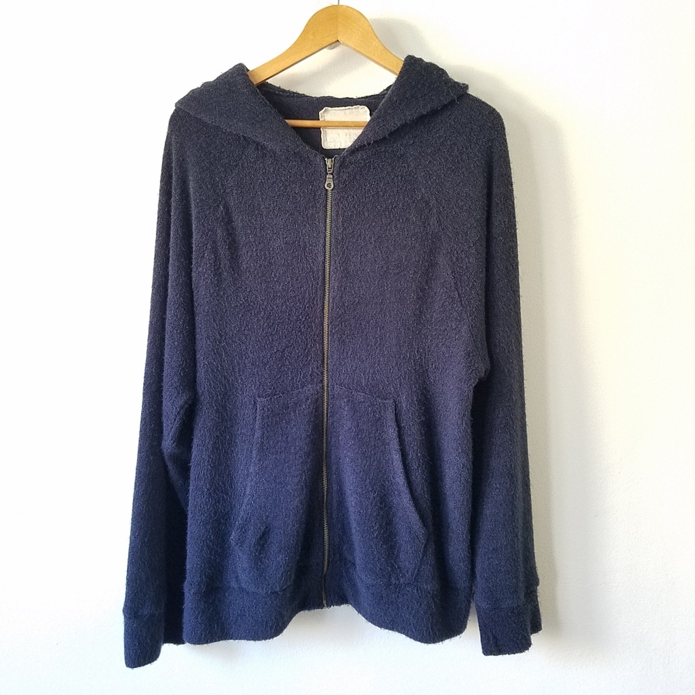 V:: Room Japan Navy Soft Cozy Fleece Full  Zip Hooded Sweater Size XL